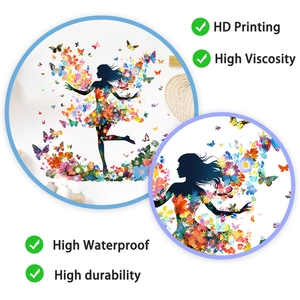 Detail view of colorful floral butterfly girl wall sticker with high definition printing