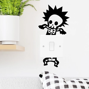 Adesivo murale creativo a forma di teschio per interruttore della luce in camera moderna