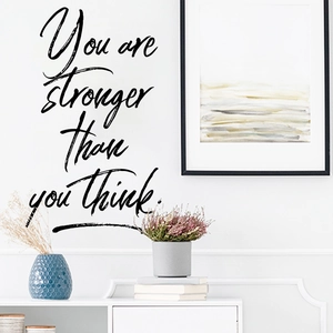 Inspirational English Quote Wall Sticker You Are Stronger Than You Think Nordic PVC Black Lettering Decal For Bedroom Living Room Home Office Wall Decor