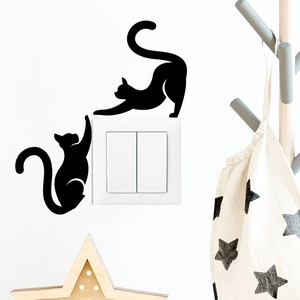 Minimalist black cat silhouette wall stickers set for bedroom and living room decoration