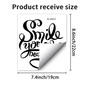 Detailed size chart for Smile you are beautiful adhesive wall sticker 22cm x 19cm dimensions