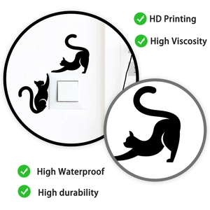 Detail of waterproof cat silhouette wall stickers showing high-definition printing and texture