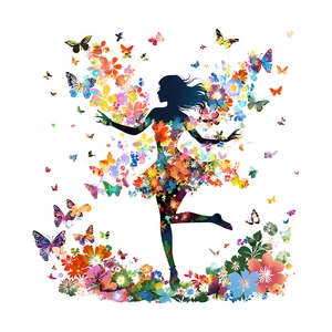 Creative butterfly fairy girl wall sticker for bedroom and living room decor