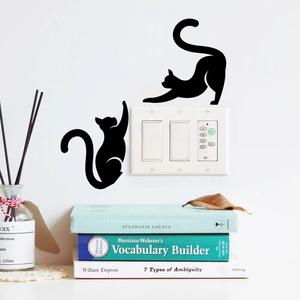 Minimalist black cat silhouette wall stickers for light switch and home wall decoration