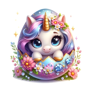 Adesivo floreale unicorno neonato in uovo colorato per decorazione pareti casa e bagno