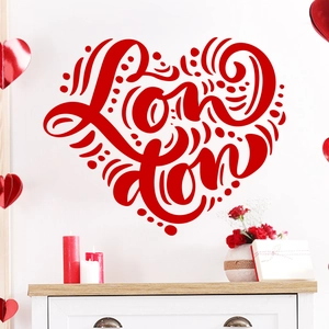 Red Heart London Alphabet Wall Stickers PVC Decorative Decals For Bedroom Living Room Valentine's Day Home Background Decor