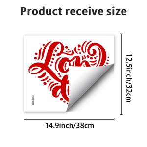 Detail showing adhesive red heart wall sticker with 38x32cm dimensions for Valentine's decor