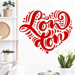 Red London heart wall sticker decoration for living room and bedroom wall art