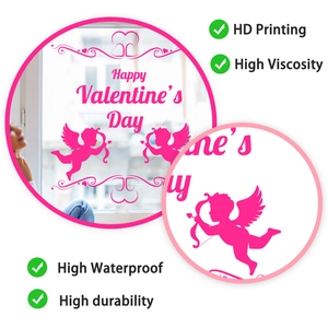 Close-up of pink Cupid angel window sticker showing HD printing and PVC static detail
