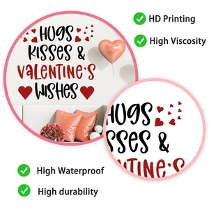 Detail of waterproof Valentine's heart wall sticker with high definition printing and text
