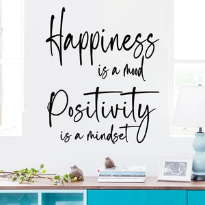 Happiness is a mood wall sticker in elegant black cursive for home office decor