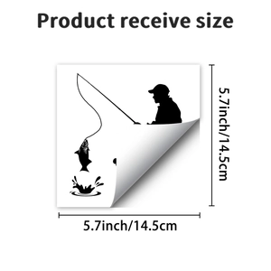 Dettaglio adesivo murale silhouette pescatore di dimensioni 14,5cm x 14,5cm