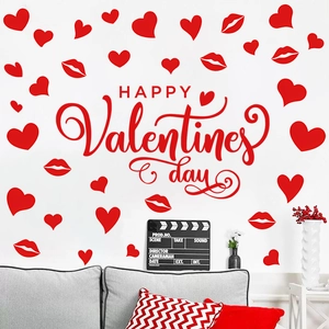San Valentino Adesivo da Parete Con Cuore e Labbra Romantico PVC DIY Murale per Camera da Letto Soggiorno Decorazione