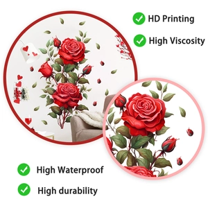 Détails d'autocollants muraux roses rouges avec impression HD et texture imperméable