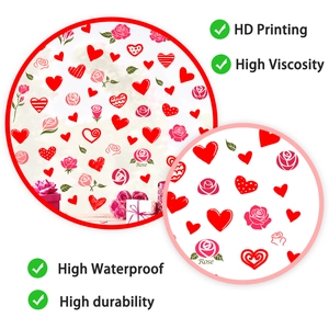 Detail of high-definition heart and rose window stickers with waterproof texture
