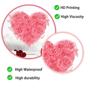 Detailed close-up showing high-definition printing and pink floral heart window sticker