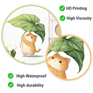 Detail showing high-definition printing and waterproof material of cute cat wall sticker