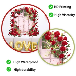 Detail of 3D rose window wall sticker showing HD printing and high viscosity features