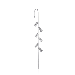 Minimalist silver ear climber earrings with baguette cubic zirconia stars for women