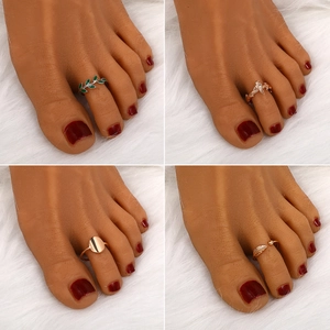 Retro Geometric Copper Adjustable Open Toe Rings For Women Bohemian Beach Animal Giraffe Feather Bird Jewelry Foot Accessories