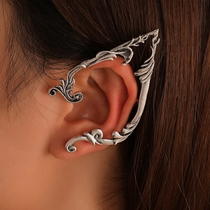 Punk Vintage Alloy Elf Wing Ear Cuff Gothic Dark Style Single Earclip Clip On Earring Fashion Jewelry For Women