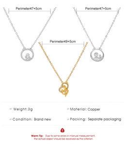Detailed view of cubic zirconia heart pendant necklaces with size and weight measurements