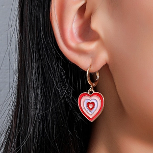 Retro Enamel Heart Earrings Alloy Drip Oil Heart Pendant Necklace Vintage Minimalist Fashion Jewelry Accessories For Women