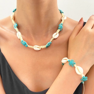 Set gioielli in conchiglia fatti a mano con tartarughe marine e conchiglie naturali