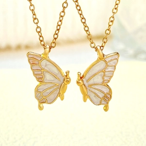 Vlinder BFF Halskettingen Voor Vrouwen Beste Vriendinnen Zussen Druppelolie Emaille Goud Verguld Legering O-Kettingen Sieraden Cadeau