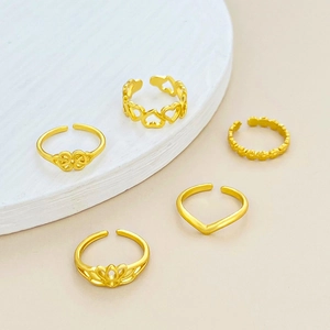 Set de 5 anillos vintage dorados con flores y nudo celta, anillos abiertos ajustables para mujer