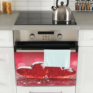 Adesivi decorativi a cuore rosso scintillante per pannelli di forni o mobili da cucina