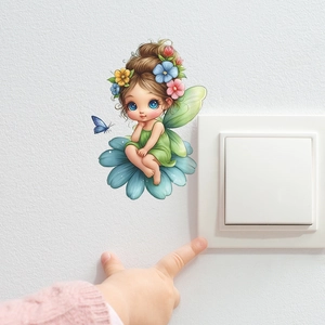 Cute cartoon fairy and butterfly wall sticker for light switch decoration in kids rooms