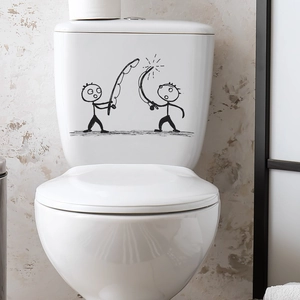 Funny Fishing Stickmen Toilet Sticker Creative Waterproof PVC Decal For Bathroom Decor Modern Minimalist Wall Sticker