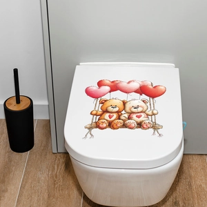 Toilettendeckel-Aufkleber mit Teddybär und Herzballon für Badezimmer-Dekoration