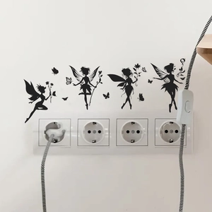 Stickers muraux silhouette de fée pour salon et décoration de l'interrupteur d'éclairage