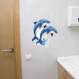 Luminous Cartoon Dolphin Wall Stickers Glow In The Dark PVC Waterproof Decal For Kids Room Bathroom Home Decor
