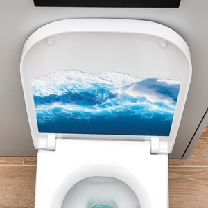 Adesivo creativo per WC in PVC con onde del mare blu per decorazione del bagno casa