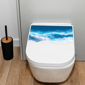 Adesivo creativo in PVC con onde dell'oceano per decorare il sedile del WC