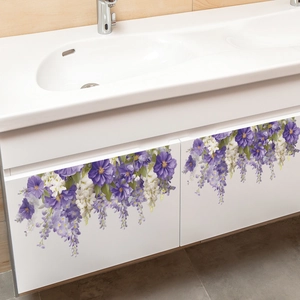 Purple and white floral wall stickers for living room decor and home aesthetic improvement
