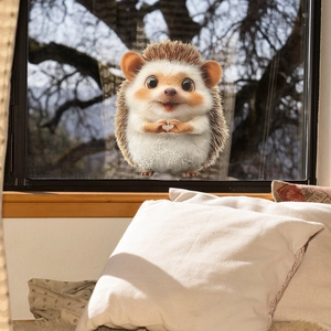 Cute 3D cartoon hedgehog heart wall sticker for cozy home background decoration