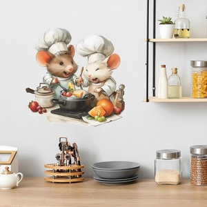 Cartoon mouse chef kitchen wall sticker made of waterproof PVC for home decor decoration