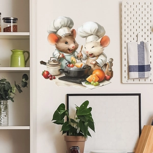 Cartoon mouse chef kitchen wall sticker for home decoration and dining room interior
