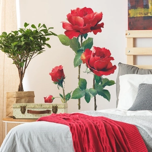 Creative vivid red rose wall decal sticker for living room home interior wall decoration
