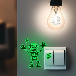 Luminous cartoon skeleton wall sticker for light switch decor in dark kids bedroom