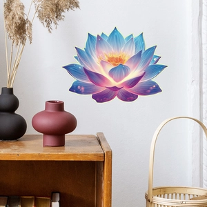 Luminous lotus flower wall sticker with colorful gradient glow for home wall decoration
