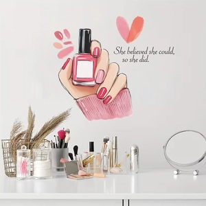 Fashionable nail polish hand wall sticker for vanity and bedroom wall decoration