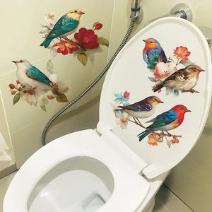 Chinesische Vintage Wandsticker mit Blumen und Vögeln für die Schlafzimmerdeko