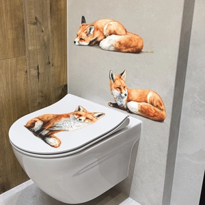 Trois stickers muraux de renards mignons pour salon moderne ou murs de salle de bain