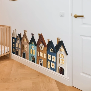Adesivi murali città delle fiabe in feltro per la decorazione della camera dei bambini