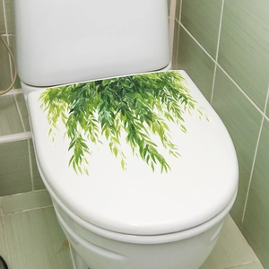 Green willow leaves self-adhesive waterproof PVC toilet seat cover decorative sticker
